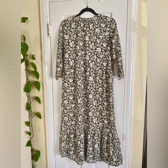 NWOT Denim & Co Naturals Floral Midi Dress, Women’s Size Small, QVC Olive Linen - Picture 5 of 7
